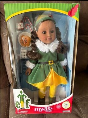 My Life As Holiday Elf Doll in Green & Yellow Outfit